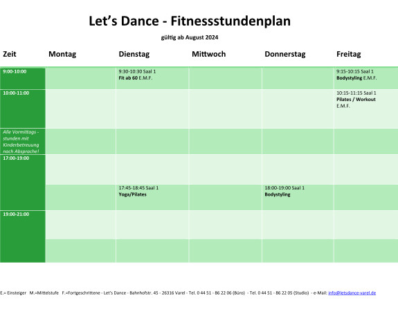 Fitnessstundenplan